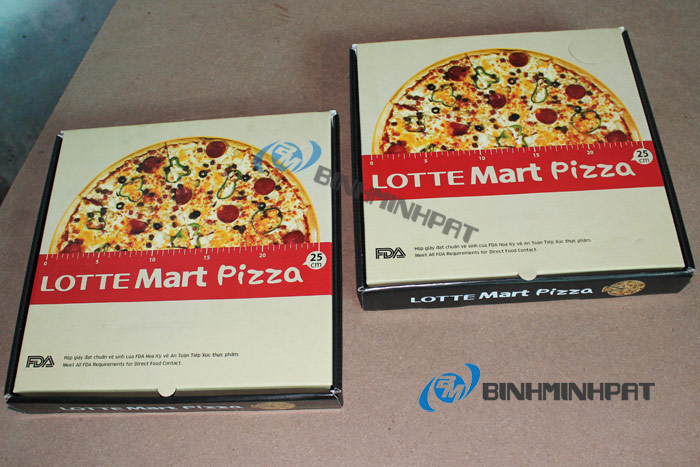 hộp pizza carton sóng E in offset 